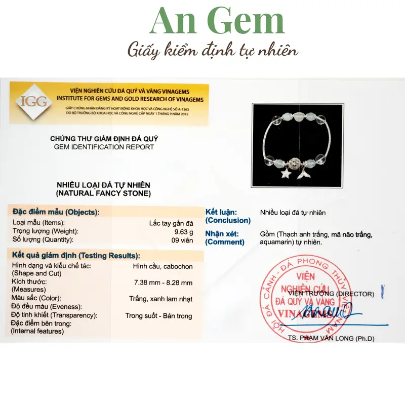 Vòng tay An gem đá năng lượng Aquamarine mix Trắng full charm, lắc tay đá tự nhiên phong thuỷ phụ kiện đeo tay nữ quà tặng sinh nhật giáng sinh Noel Tết Valentine [TẶNG CHỈ ĐỎ] 2