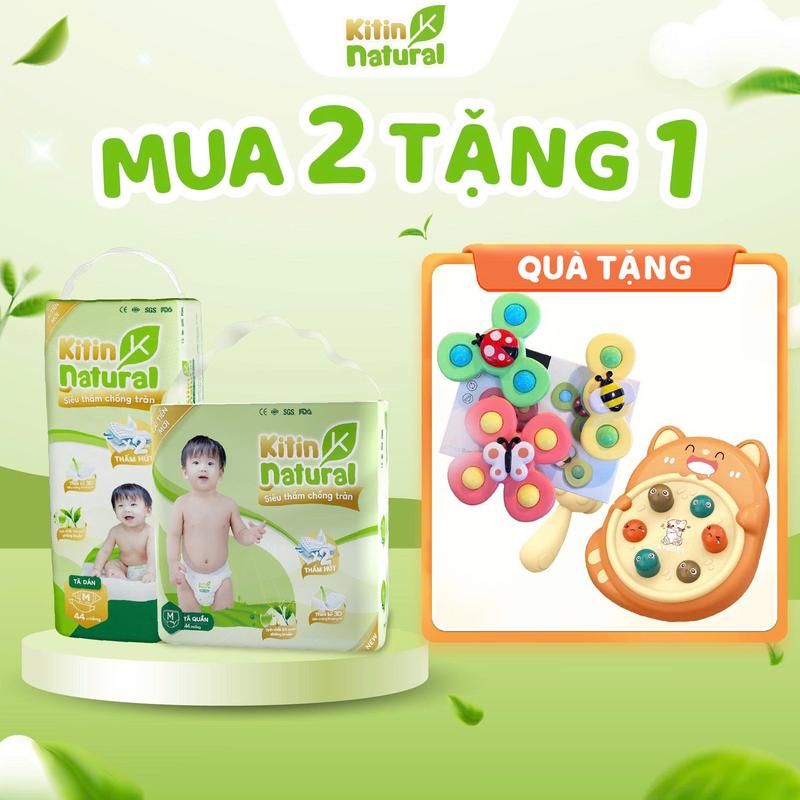 [MUA 2 - TẶNG 01 QUÀ] COMBO 2 BỊCH tã bỉm Kitin Natural mỏng nhẹ, thấm hút tốt, đủ size tã dán tã quần cho bé size NB/S/M/L/XL/XXL/XXXL/4XL + Tặng quà dễ thương