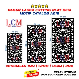 Ornament Pagar Plat Besi Laser Cutting Murah Presisi | Ukuran 40X80CM 50X100CM 60X120CM