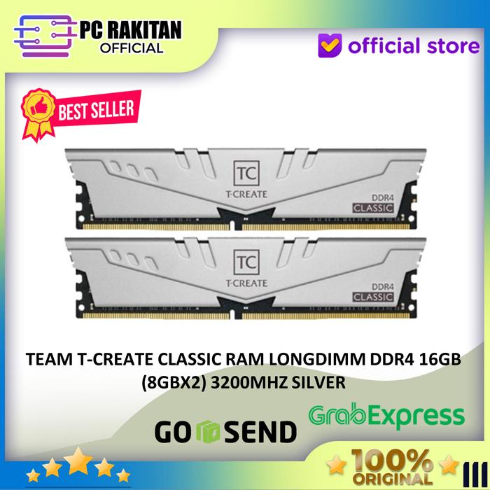 Gambar TEAM T-CREATE CLASSIC RAM LONGDIMM DDR4 16GB (8GBX2) 3200MHZ SILVER dari PC Rakitan Official Kota Administrasi Jakarta Utara Tokopedia