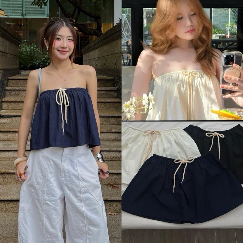 YELLY TOP - Áo Quây Kiểu DEROSE Form Xoè Rộng Rút Dây Cá Tính Vải Gió