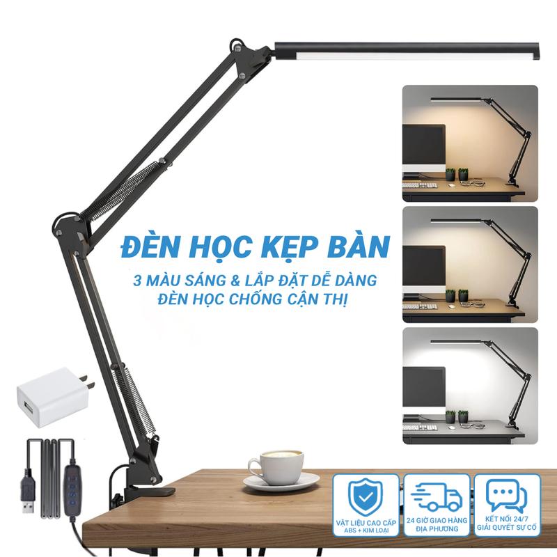 Đèn Bàn Học Kẹp LED Chống Cận Bảo Vệ Mắt 3 chế độ sáng bảo vệ thị lực Thay Đổi Góc Linh Hoạt Đèn Máy Tính Đèn Làm Việc Đèn Học Tập Đèn Đọc Sách