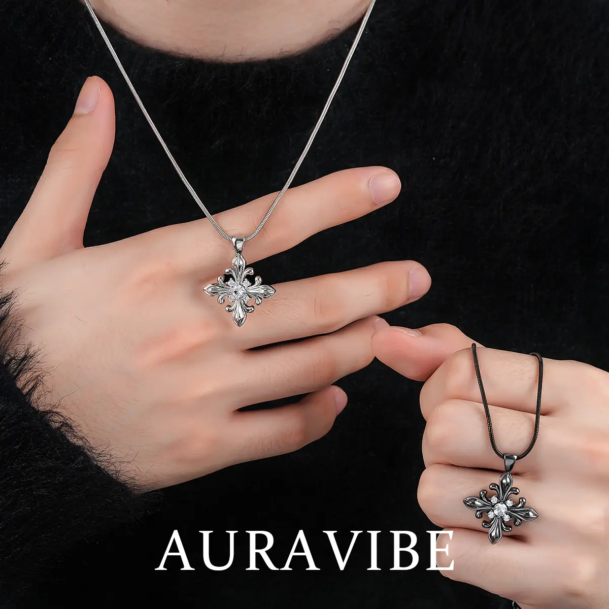 AURAVIBE-Kalung Iris Zirkon untuk Pria - Gaya Mewah dan Kelas Atas, Rantai Sweater Populer untuk Wanita, Aksesori Fesyen Niche, Rantai Tulang Selangka