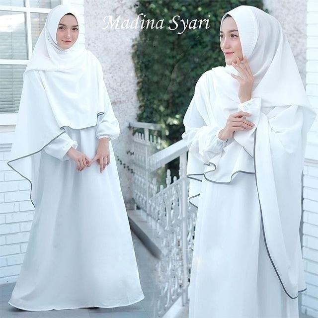 COD!! Gamis Madina Syari Set Jilbab Jumbo 3XL 4XL Gamis Wanita Terbaru 2024 Mewah Lebaran  / Gamis Syari Simple Elegan / Gamis Dewasa  Syari Set Khimar / Gamis Ibu Ibu Model Sekarang / Gamis Seragam Wanita Pengajian Pernikahan Muslim Pita Kondangan 5