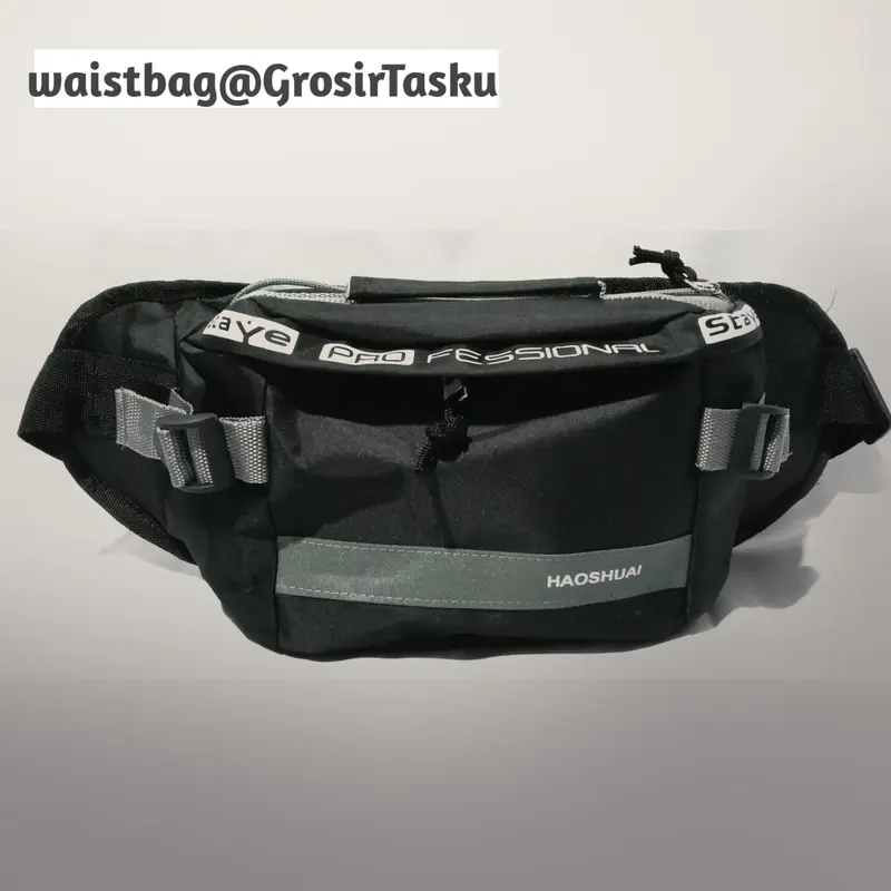 DAPAT 2 TAS WAISTBAG DAN SLINGBAG Pinggang Hitam Pria With Lock Tak Ada 3