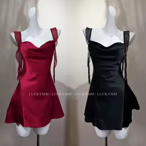 Luckymm Dress Sleepwear Nightgown Baju Tidur Wanita Bahan Satin Premium 455