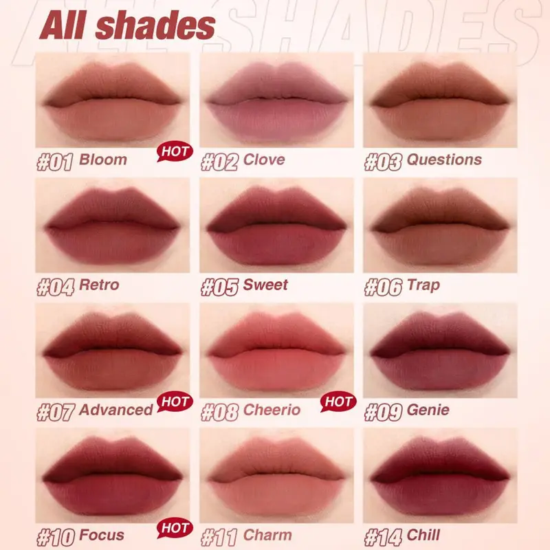 O.TWO.O Velvet Matte Lipstick Dual-use Lip & Cheek Mud Lip Tint Gloss Waterproof 3