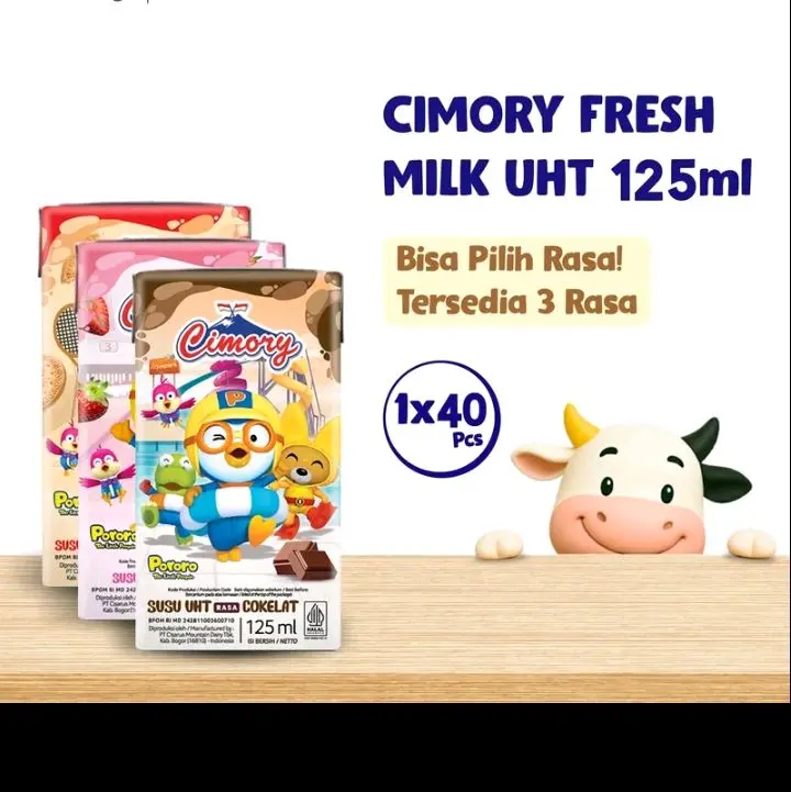 Cimory Fresh Milk UHT 125ml - Susu UHT 125ml, 1x40 Pcs, Bisa Pilih Rasa, Tersedia 3 Rasa coklat,  stroberi dan marie biscuit