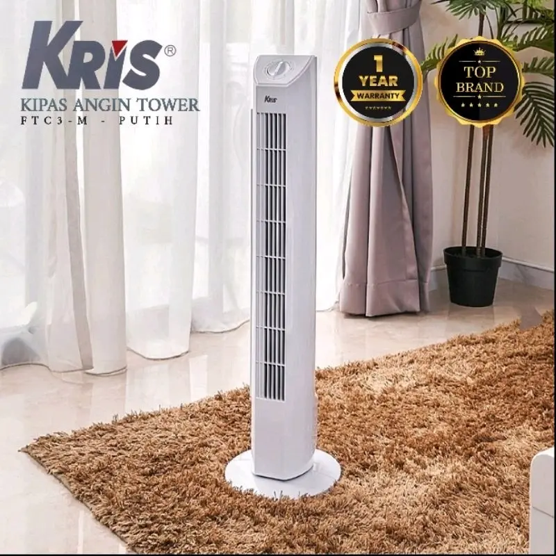 KRIS KIPAS ANGIN LANTAI FTC3-M - PUTIH | KIPAS ANGIN TOWER 45 WATT | KIPAS ANGIN BERDIRI