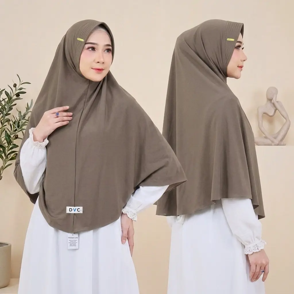 Jilbab Instan Khimar Jumbo Latifa Jersey/ Hijab Ped Antem / Bergo Instan Syari'i /Urwah Al Bariki