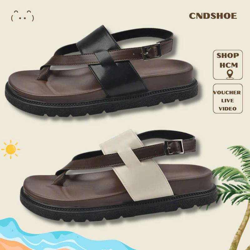   DEAL MỞ BÁN  Cndshoe Giày Sandal Đi Biển Xỏ Ngón Nữ Đế Thấp LiLi Shoes Phong Cách Ulzzang Hàn Quốc Chất Liệu Da Pu Chống Thấm Nước Size 35-40 Màu Đen Trắng Nâu Đen Nâu Trắng dép kiểu nữ đẹp 2025 