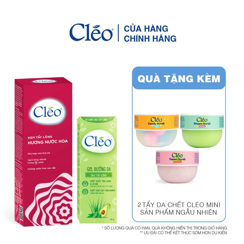 Combo Kem Tẩy Lông Hương Nước Hoa Tẩy Lông Nách, Tẩy Lông Tay Chân Cléo 70G & Kem Dưỡng Dịu Da Sau Tẩy Lông Cléo 50G
