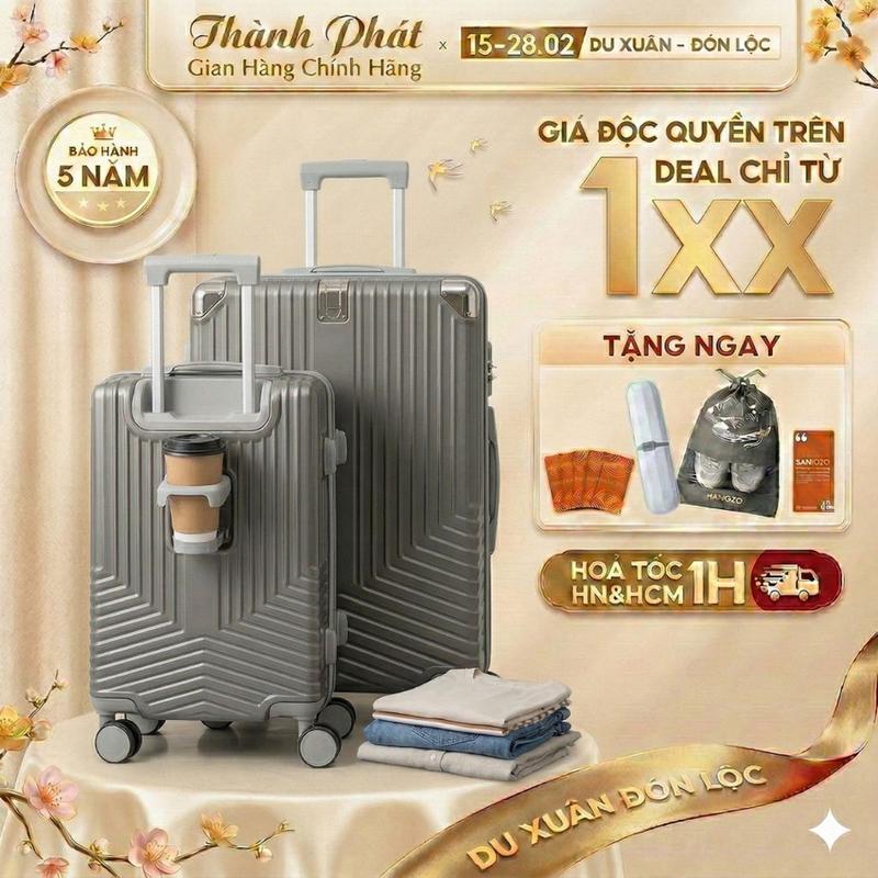 Vali Du Lịch Thành Phát ( BH 1 Đổi 1 Chính Hãng) VL13coc Nhựa ABS Chống Va Đập, Size 20/24