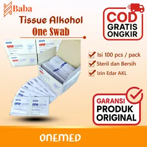 Tissue Alkohol One Swab 100 Lembar - Steril Bersih & Izin Edar AKL - Perlindungan Kesehatan Terbaik - COD Gratis Ongkir
