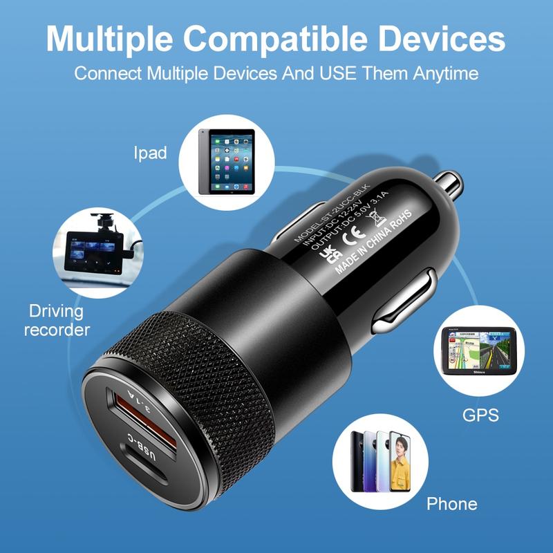 Product Introduction of 2024 New+COD+spot stocks 38W FAST CAR CHARGER QC3.0 PD USB Dual Fast Charging Adapter Socket 2 Ports Car Phone Charger 17