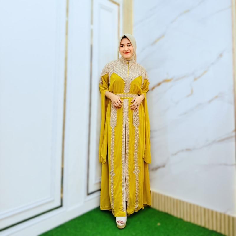 Product Introduction of Kaftan Meera Abaya Viral Terlaris Set Inner Gamis Dress Wanita  Muslim Lebaran 5