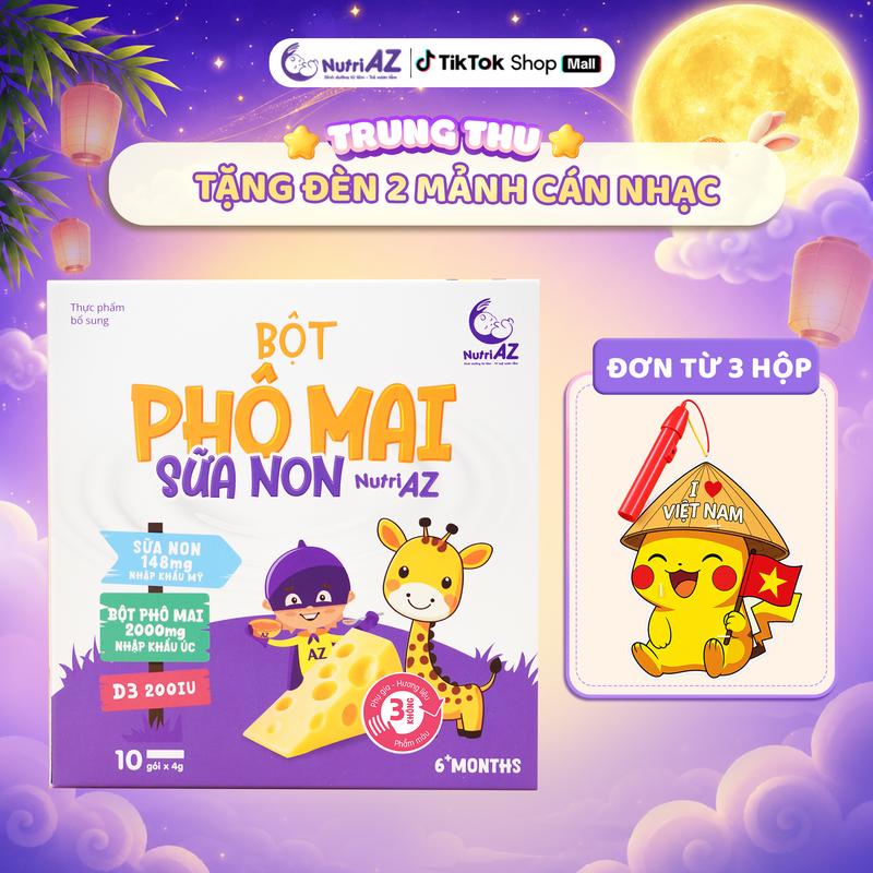 Hộp Cheese Sữa Non NutriAZ Dạng Bột Hỗ Trợ Phát Triển Chiều Cao Cho Bé Ăn Dặm -…