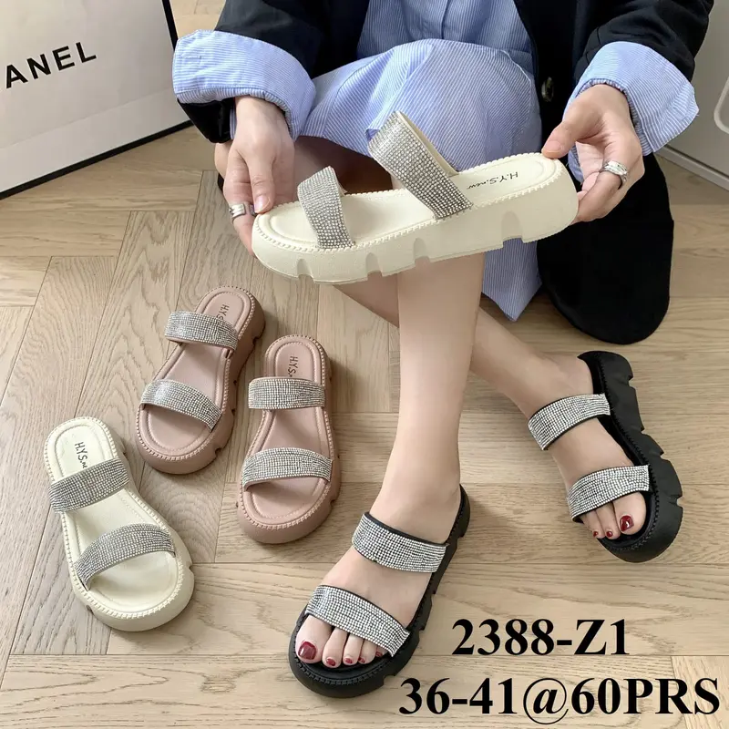 Sandal Slop Wanita Dewasa | Wedges Wanita | Sandal Slop Tinggi Gliter 2388-z1 4