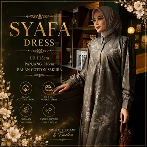 Kareen - Syafa Gamis Cantik Bahan Sakura Mewah Bahan Halus Lembut