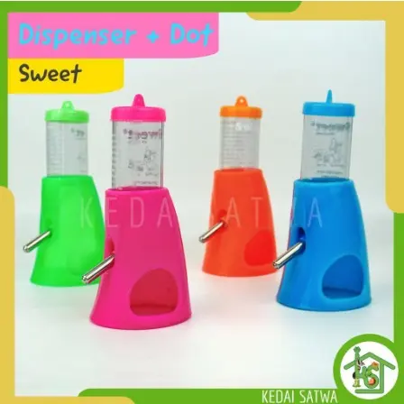 Dispenser+Dot Tempat Minum Hamster Landak Mini Gerbil Merk Sweet