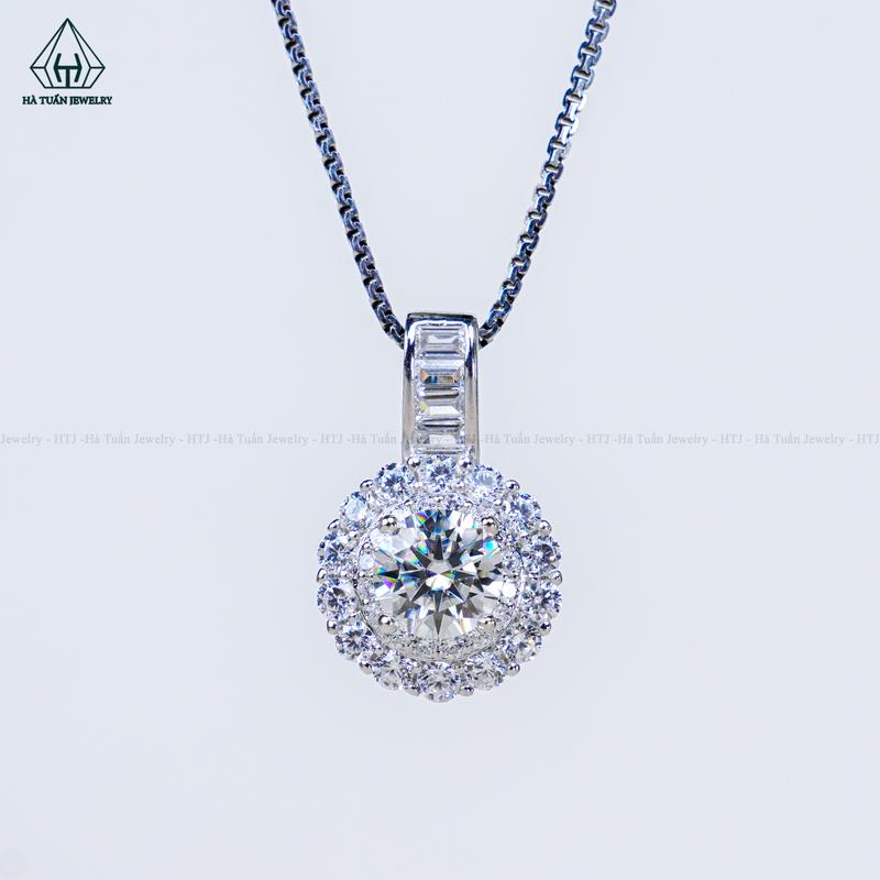 Mặt Dây Chuyền Bạc 925 Xi Kim Viên Đá Chủ Moissanite 6mm PX300 Hà Tuấn Jewelry
