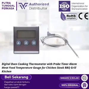 Digital Oven Cooking Thermometer with Probe Timer Alarm Meat Food Temperature Gauge for Chicken Steak BBQ Grill Kitchen
