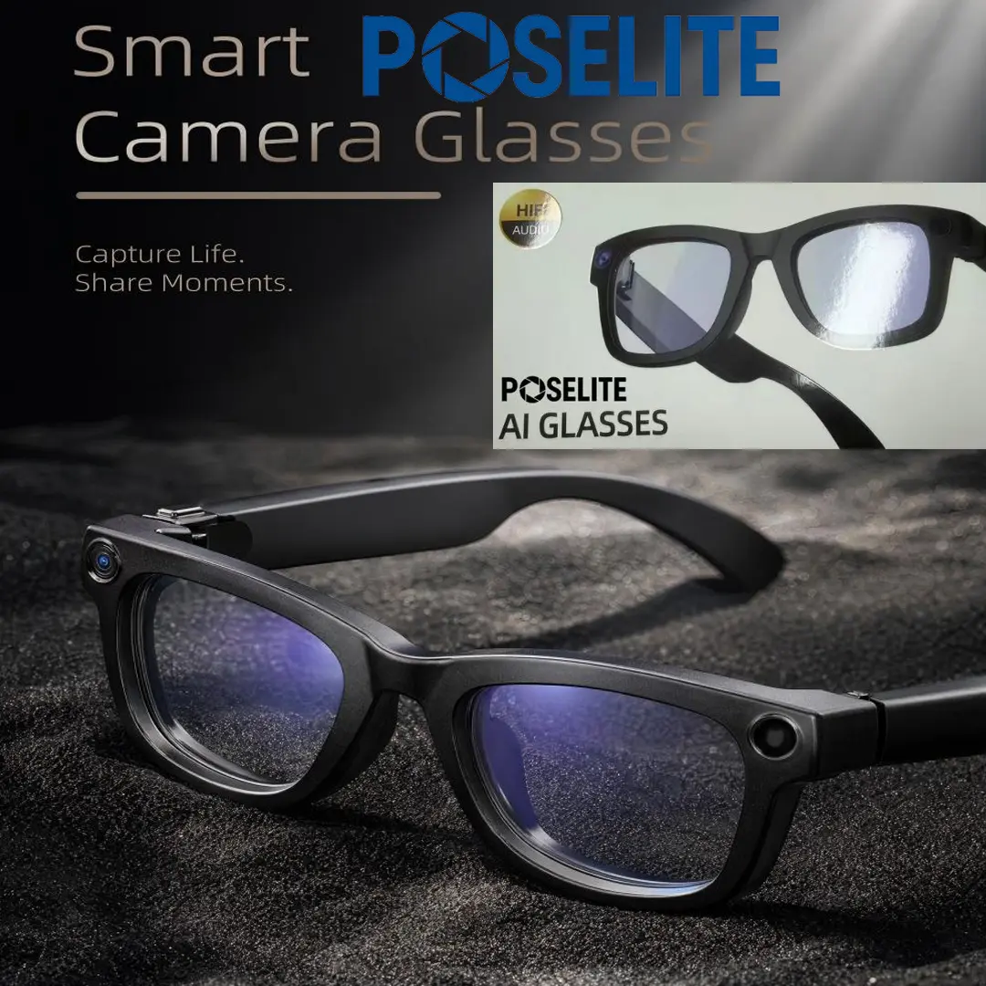 POSELITE Smart Glasses 1080 Camera AI Translate Kacamata Pintar Remote Photo & HD Video | Bluetooth