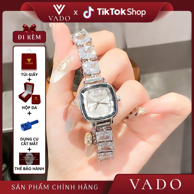 [PHỤ - DHJ2100-VADO] Đồng Hồ Nữ Đẹp Sang Chảnh, Dây Kim Loại, Đính Đá Phong Cách Sang Trọng - VADO DHJ2100