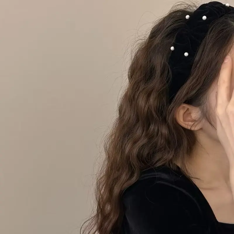 ￼CAROL Babdo Korea Suede mutiara / Korean Headband with pearl / Suede Headband 1