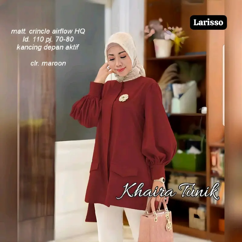 Tunik wanita crinkle airflow HQ kancing aktif / Khaira tunik 2