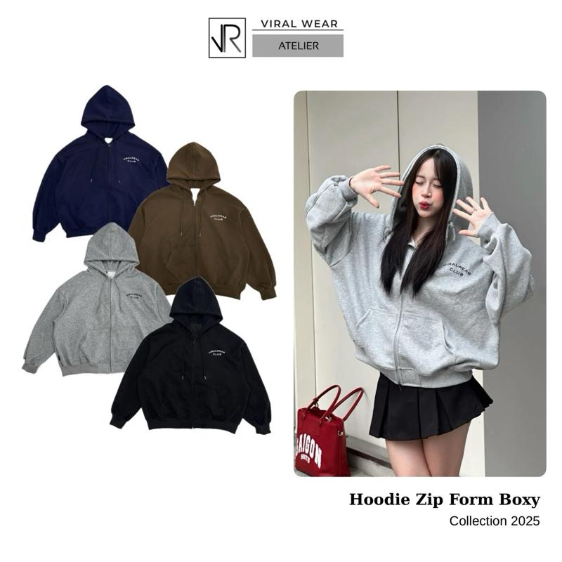[DEAL MỞ BÁN] Áo Khoác Hoodie Zip Form Boxy In Lụa Viralwear Unisex Chất Nỉ 2 Da Mặc Được 4 Mùa