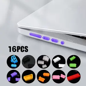 16in1 Paket Cover Computer Laptop Plugs Silicone Anti-Dust Cap For Type C, USB, HDMI, RJ45, DP, SD, Headphone Ports, VGA Dustproof Stopper