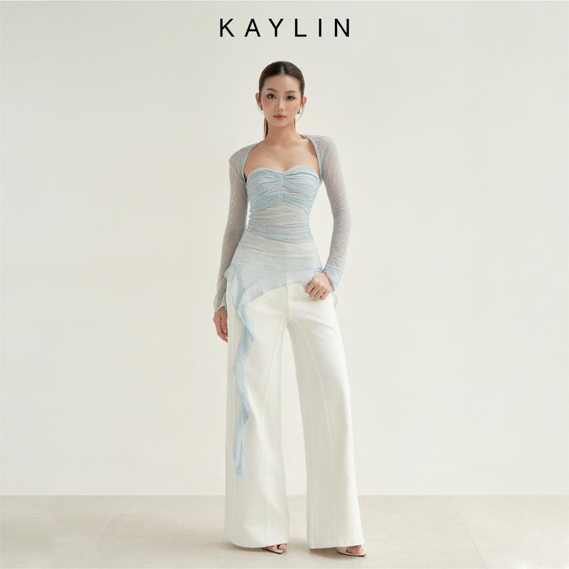 Quần jean nữ có túi KAYLIN dài basic form suông ống loe phong cách N2153 Women Denim Pants