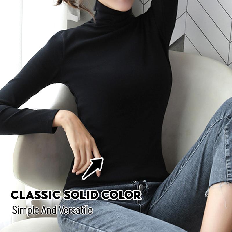 StyleHub Women Inner Turtle Neck TShirt Long Sleeve Muslimah Baju Inner Lengan Panjang Black Clothing Silk Fabric White 5