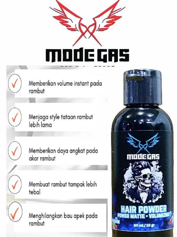 MG NEW HAIR POWDER MODE GAS GAYA RAMBUT DINAMIS KEMASAN 60ML PRIA DAN WANITA EKSTRAK LEBIH WANGI  Pomade Sisir obat  penumbuh  kumis styling  pomade 2
