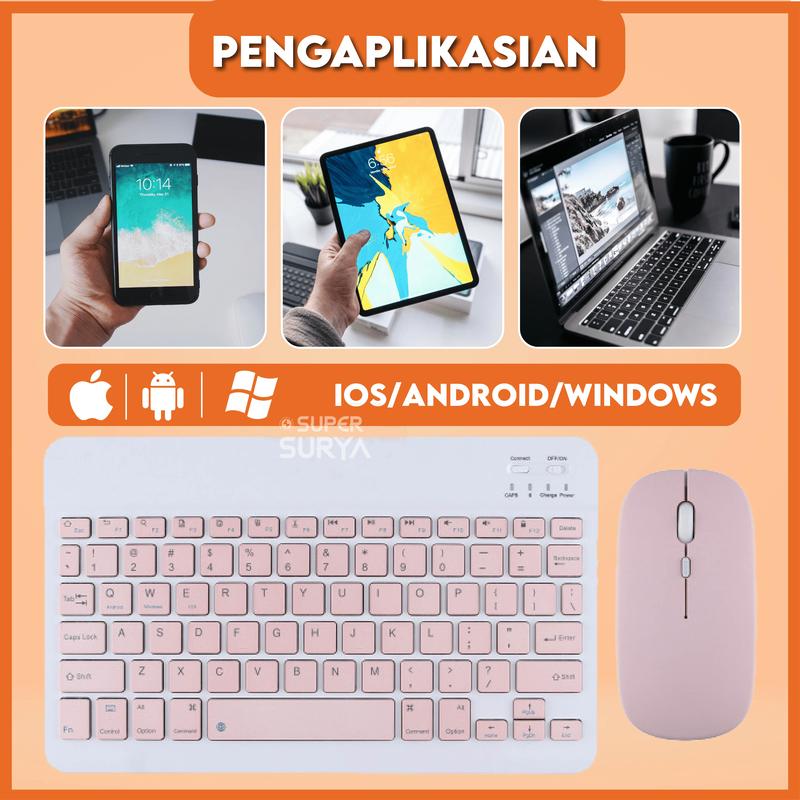 Keyboard Mouse Set Bluetooth Wireless Silent Click Android Windows IOS Ipad Computer 2