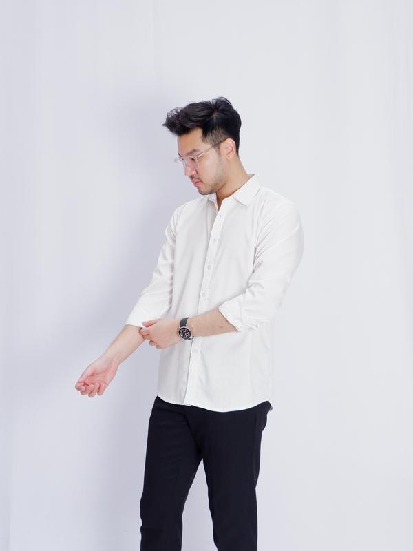 Tryst - Helcurt Cotton Shirt | Kemeja Lengan Panjang | Katun Toyobo Premium | Kemeja Pria Slimfit Polos | Baju Kerja Formal | Atasan Cowok Dewasa | Casual Basic Lembut 0