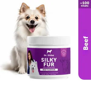 Dr. Shiba Silky Fur | Suplemen Sehat & Multivitamin Anjing - Makanan Anjing untuk Kulit & Bulu - Cemilan Anjing Sehat