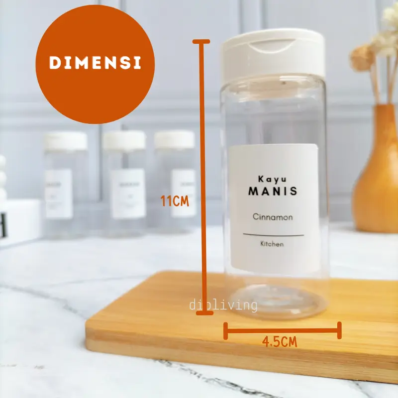 DIBLIVING | Toples Bumbu Dapur 140ml PUTIH Aesthetic TABUR  BON CABE Lubang Besar & Lubang Kecil 1