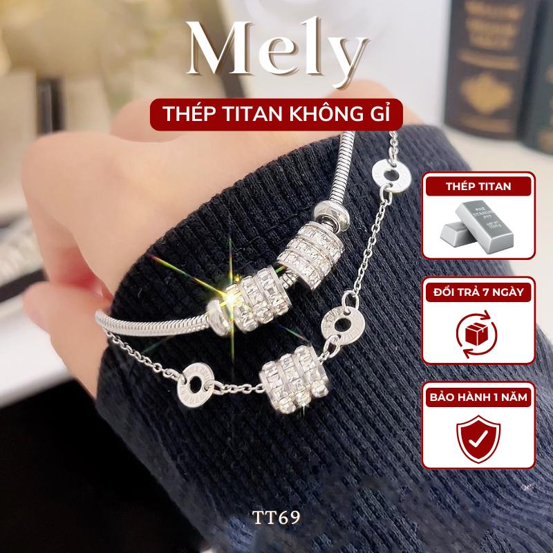 Vòng tay cặp đôi unisex charm đính đá KHÔNG ĐEN GỈ phụ kiện trang sức thời trang Mely TT127