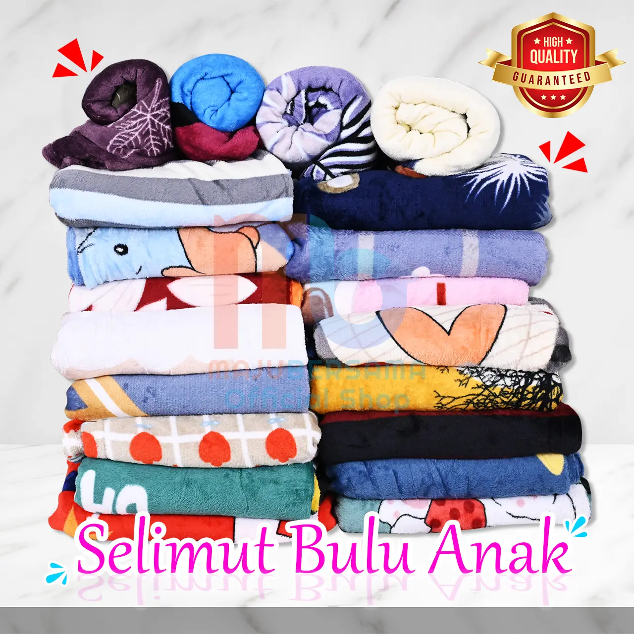 Selimut Anak Bulu 1 PCS Premium Karakter Lucu Perempuan Laki laki 120x170CM
