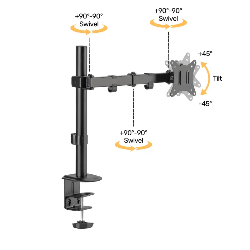 Monitor stand bracket monitor 17"-32" single monitor stand ARM Mount Desk Stand Desk Mount monitor stand Braket Hitam  Computer Bahan logam, kualitas tinggi, penggantian kerusakan. Aksesoris Laptop Komputer 3
