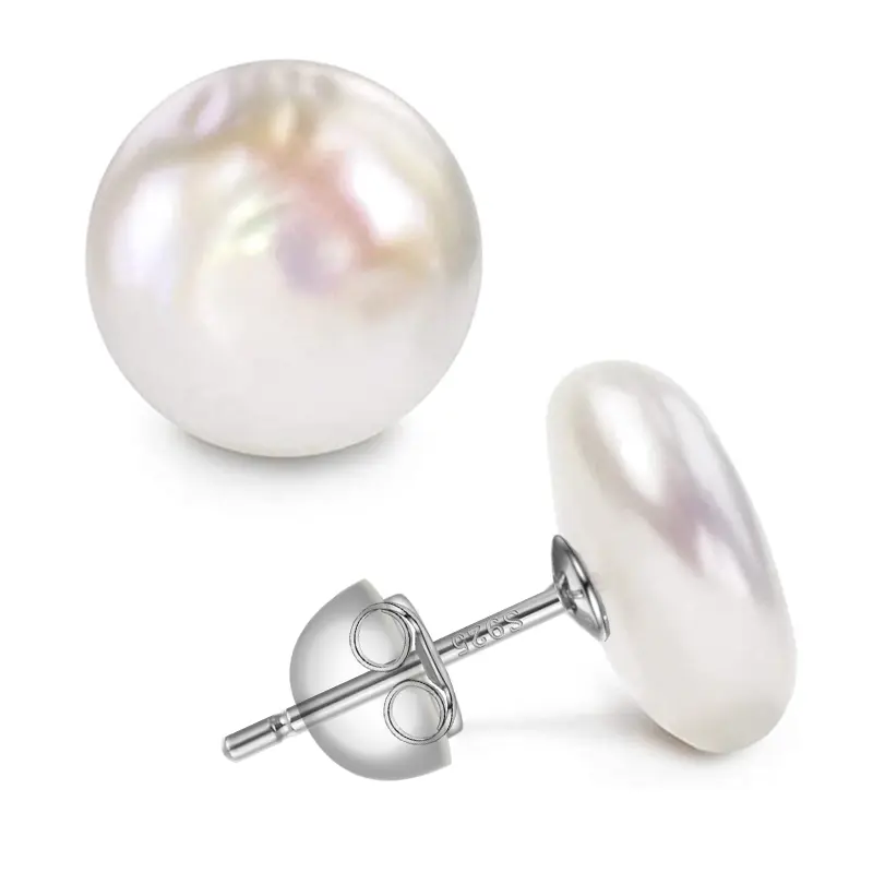 Woman Pearl Earrings Fresh ter Cultured Button Pearls ,Coin Pearls,925 Sterling Si er Pearl Earrings for Women Girls Gift