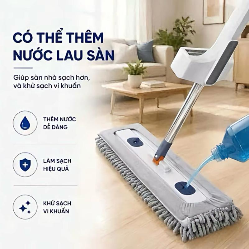 H1 (1 Chổi 2 Bông) 45x12Cm Cây Lau Nhà San Hô Xoay 360 Độ, Làm Sạch Hiệu Quả, Khử Sạch Vi Khuẩn