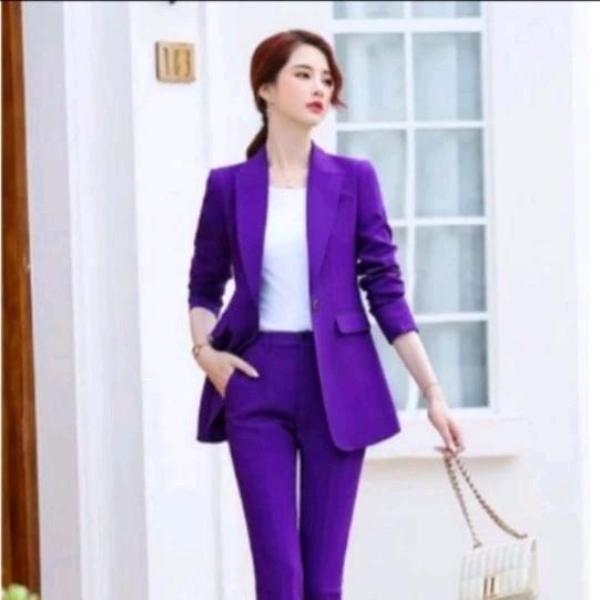 SATU SET SETELAN BLAZER WANITA KEKINIAN/SETELAN JAS WANITA/JAS KANTOR WANITA_BLAZER MAROON Celana 5