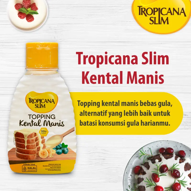 Tropicana Slim Topping Kental Manis 150ml - Bebas Gula - Cocok untuk Dessert 1
