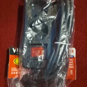 VISERO Stop Kontak/Terminal 5 Lubang Body HITAM Kabel 10M dengan Switch On/Off SNI Kabel Asli Tembaga Tahan Panas Kuat Tahan Lama