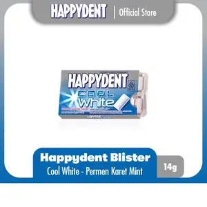 Happydent Cool White Mint Blister 14g - Permen Karet Rasa Mint