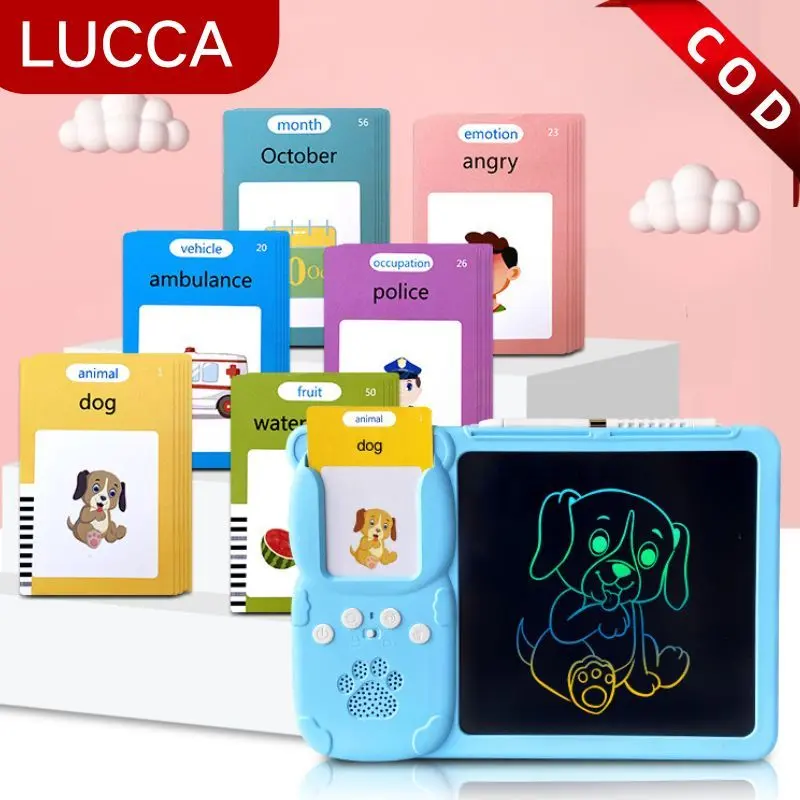 Writing Tablet Reader 2 in 1 Flash Card Anak Reader Bahasa indonesian / Inggris / Onomatopoeia 255pcs Kartu Belajar Edukasi Anak