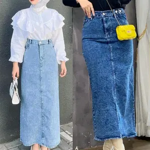 Rok Jeans Span Skirt Rok Theana Jeans Highwaist Wanita Panjang Terbaru Terlaris